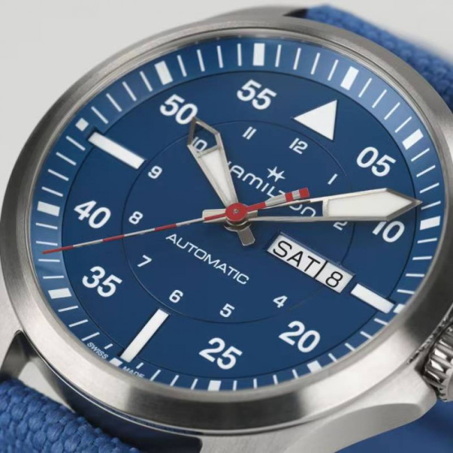 HAMILTON KHAKI AVIATION PILOT DAY DATE AIR-GLACIERS EDITION H64655941