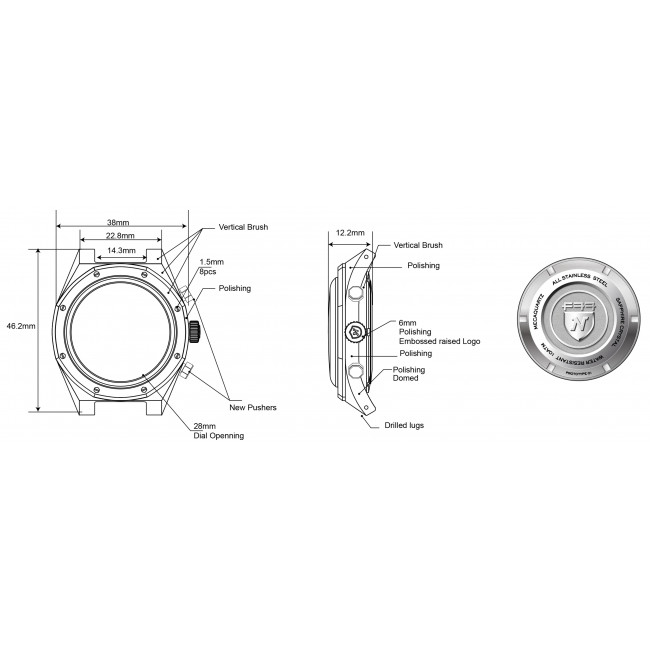 NIVADA F77 SST CHRONO MECAQUARTZ CARBON MK2 - 38 MM 68002Q77-DR